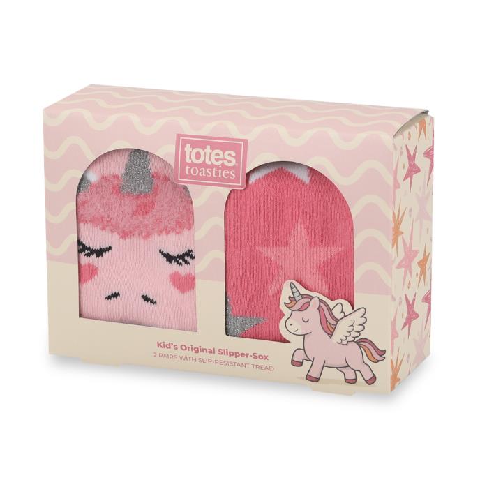 totes toasties® Childrens Original Slipper-Sox (Twin Pack) Unicorn / Star Extra Image 1